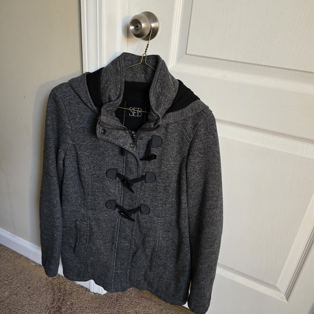 Sebby Charcoal Toggle Utility Jacket